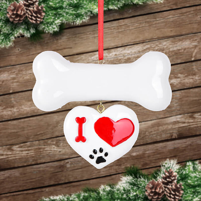 Love Bone Pet Christmas Ornament, Custom Name 61622 - WholesaleOrnaments