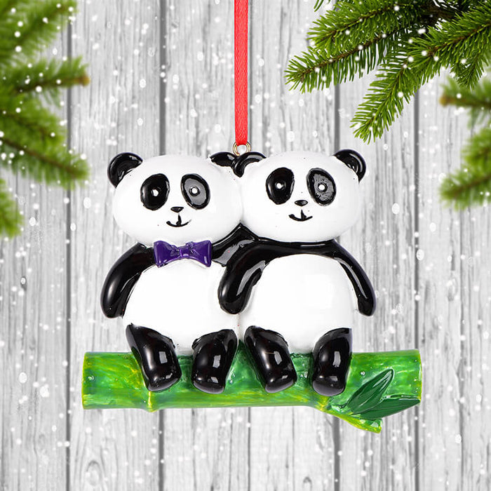 Panda Family Christmas Ornament, Custom Names 61672 - WholesaleOrnaments