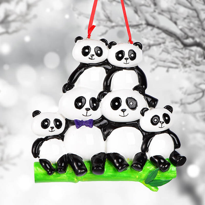 Panda Family Christmas Ornament, Custom Names 61672 - WholesaleOrnaments