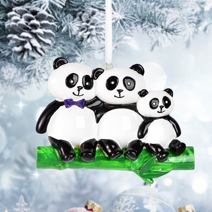 Panda Family Christmas Ornament, Custom Names 61672 - WholesaleOrnaments