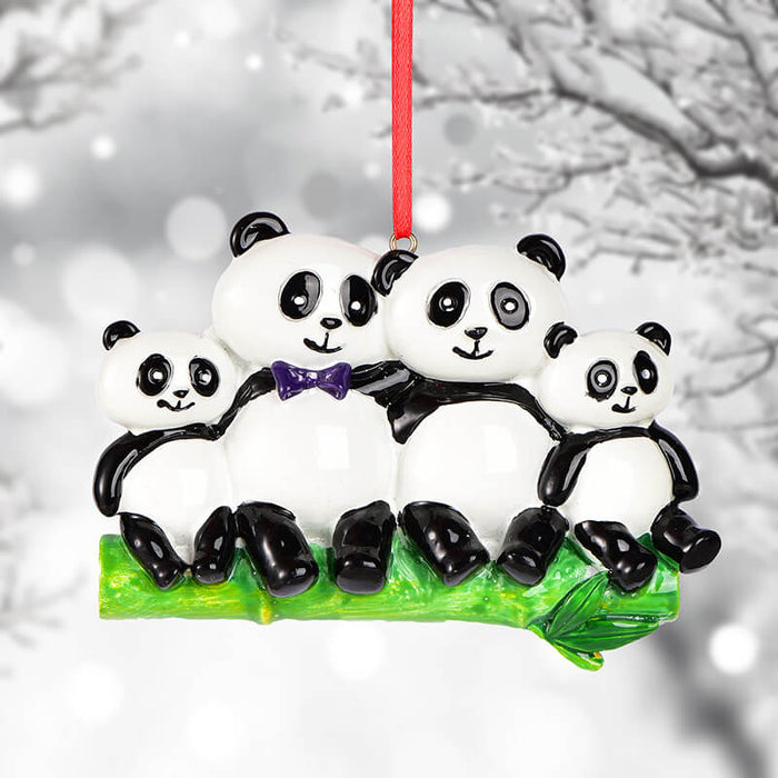 Panda Family Christmas Ornament, Custom Names 61672 - WholesaleOrnaments