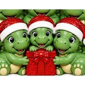 Dinosaur Family of 8 — Personalization Example — Sculpted holiday details